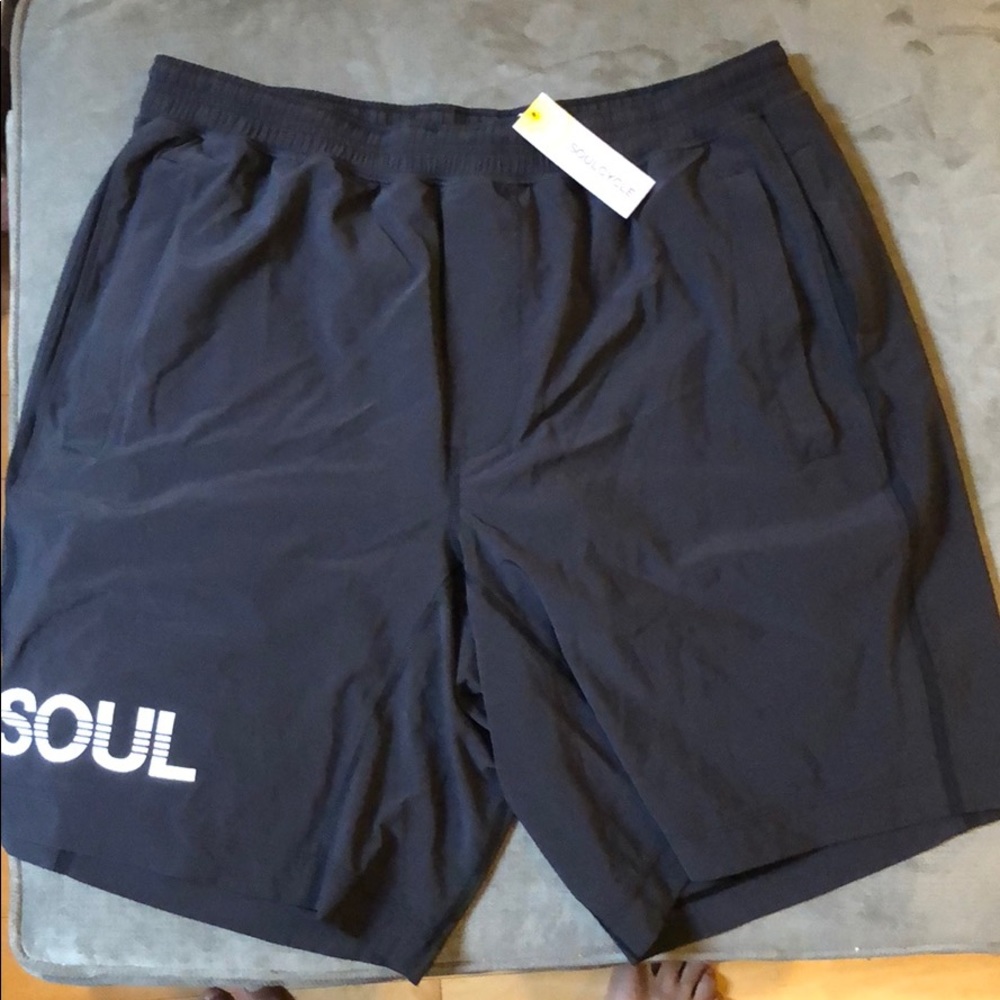 Black soul cycle x lululemon shorts with liner.